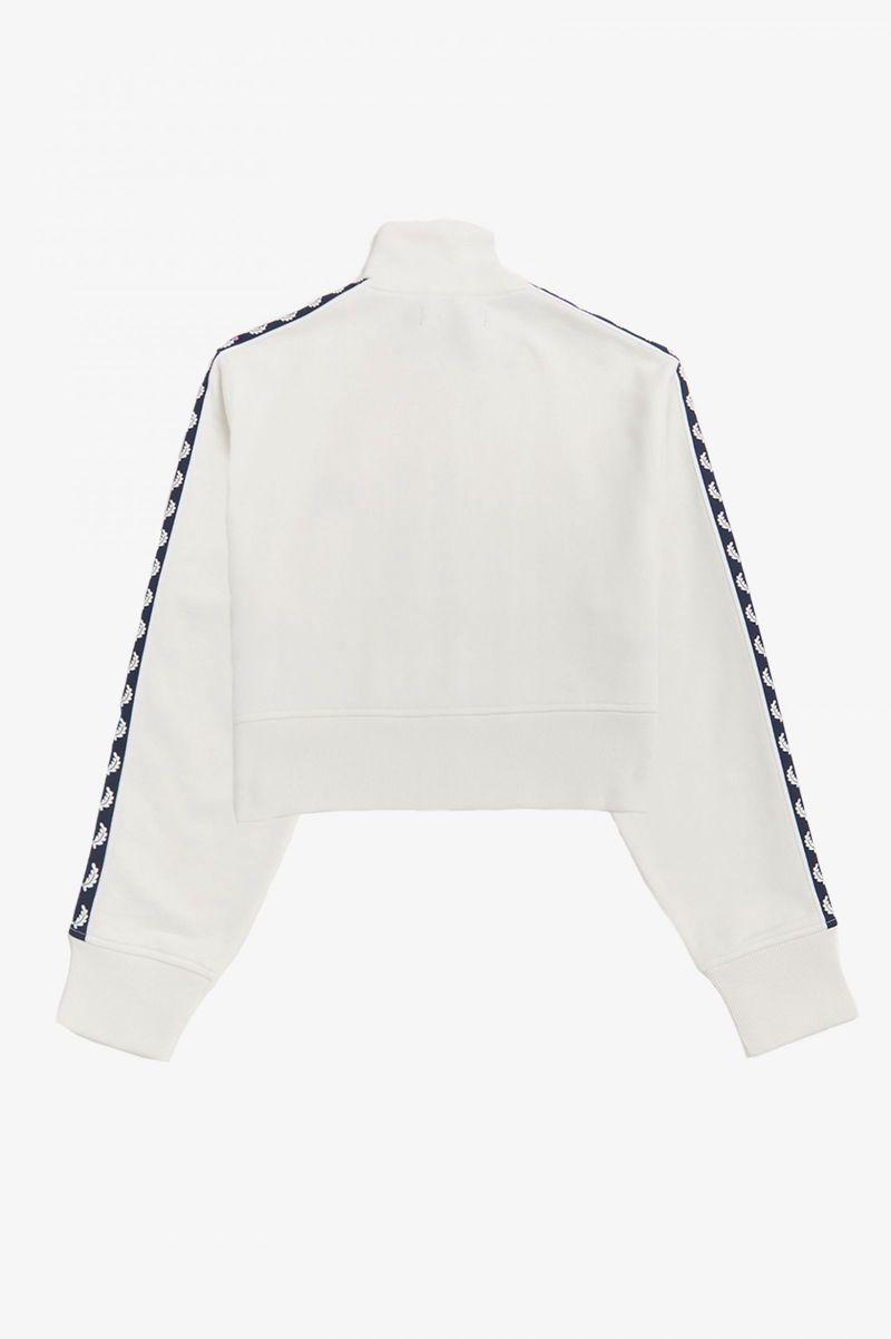 White Fred Perry Cropped Taped Track Women's Jackets | PH 1906TCEV